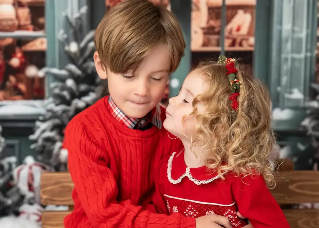 Kate Weihnachtsgeschenkladen im Schnee Fleece Hintergrund - Kate Backdrop.de