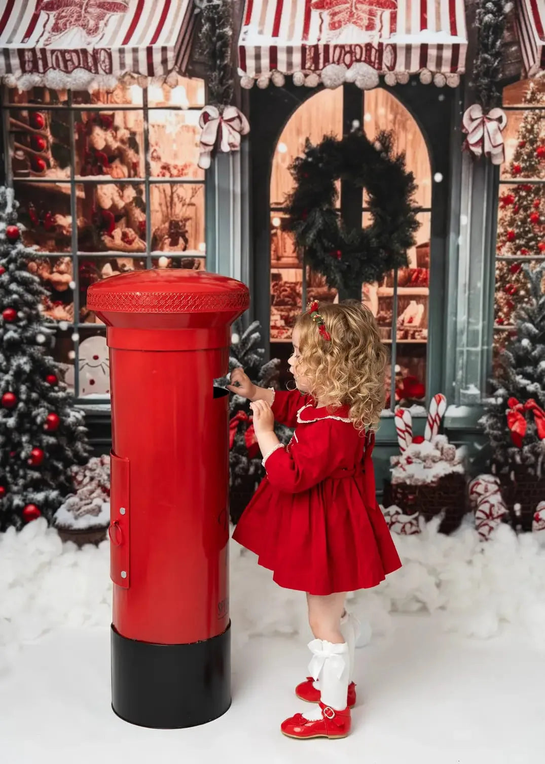 Kate Weihnachtsgeschenkladen im Schnee Fleece Hintergrund - Kate Backdrop.de