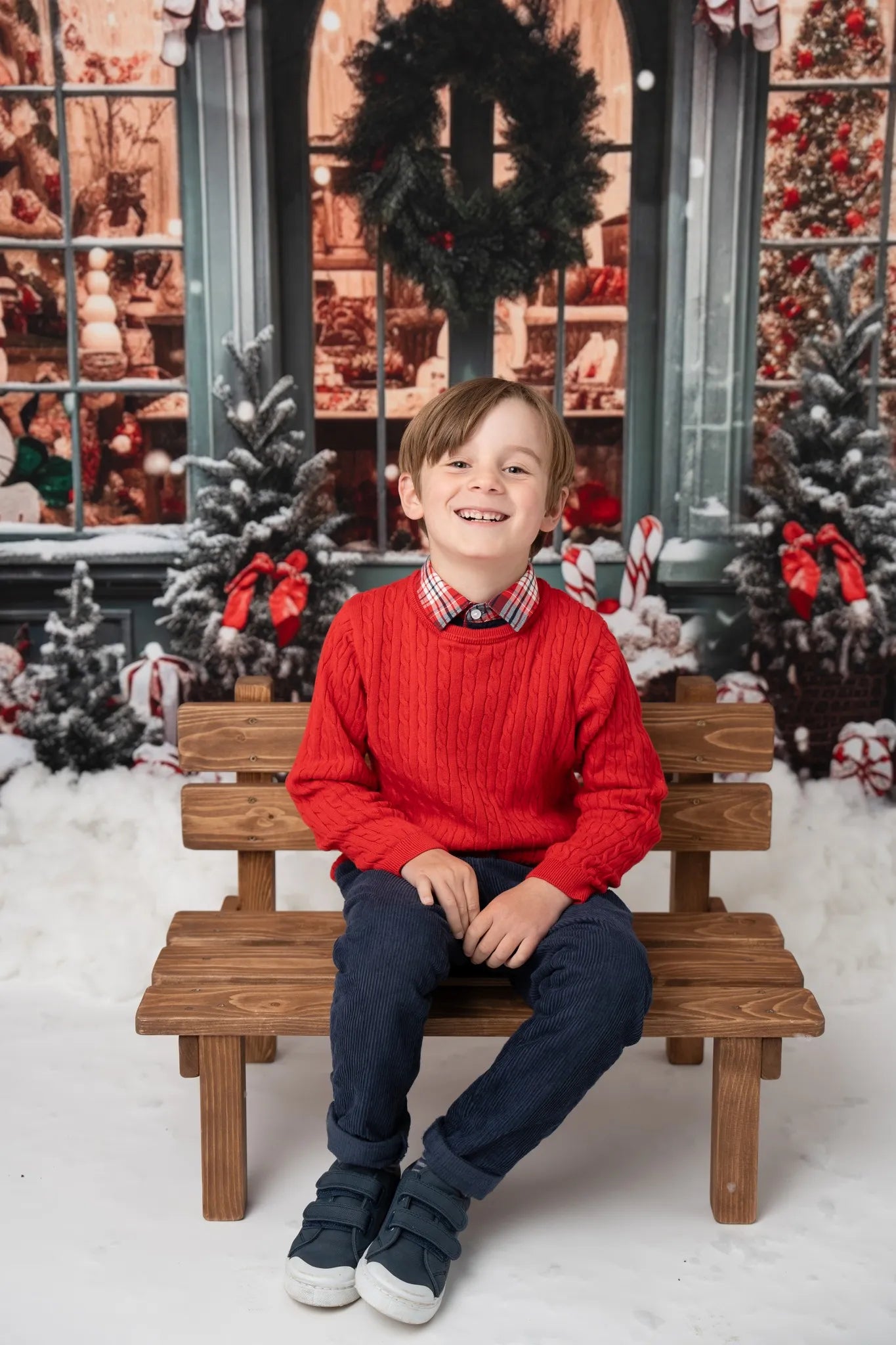 Kate Weihnachtsgeschenkladen im Schnee Fleece Hintergrund - Kate Backdrop.de