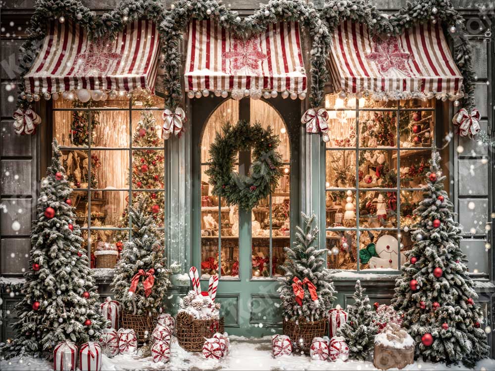 Kate Weihnachten Geschenk-Shop im Schnee Hintergrund für die Fotografie - Kate Backdrop.de