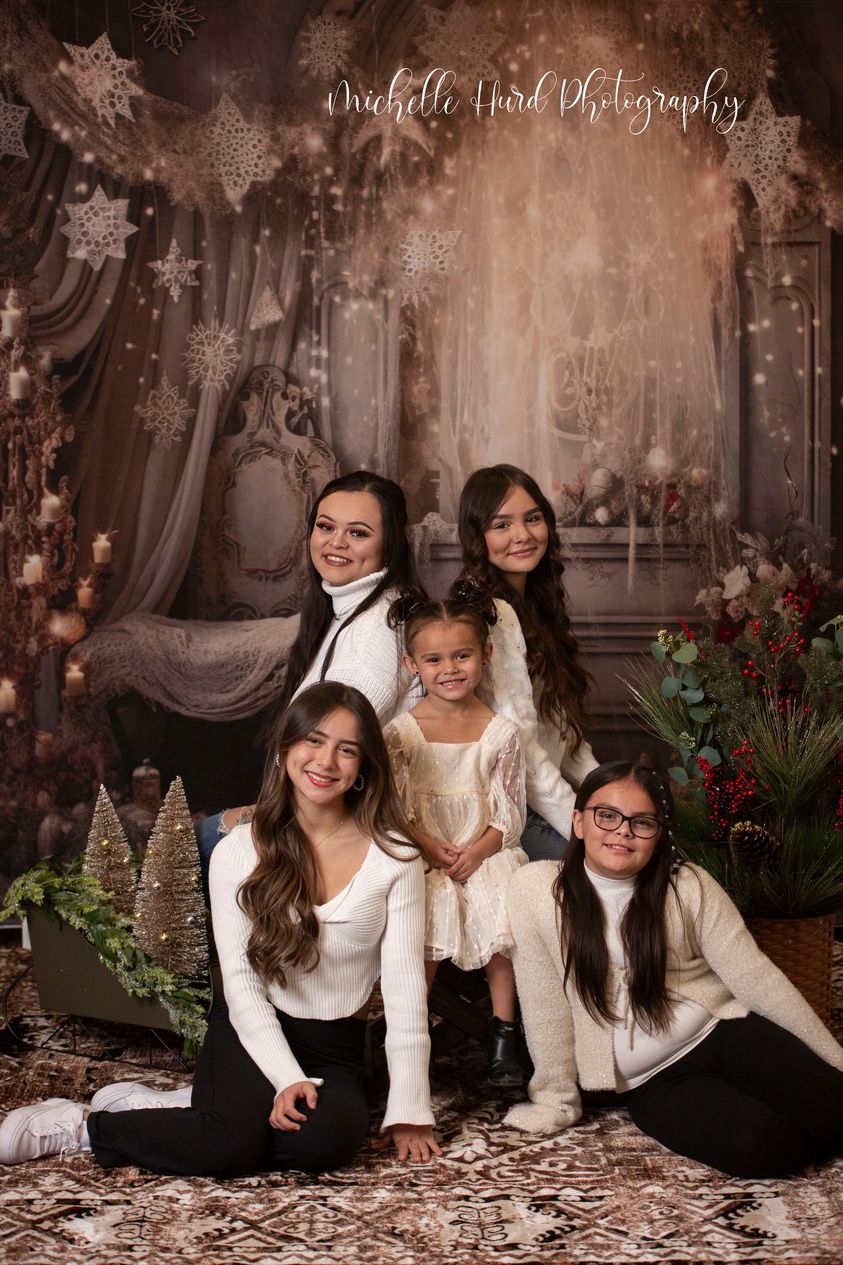 Kate Rustikale Floral Winter Schneeflocke Zimmer Weihnachten Hintergrund von Angela Miller - Kate Backdrop.de