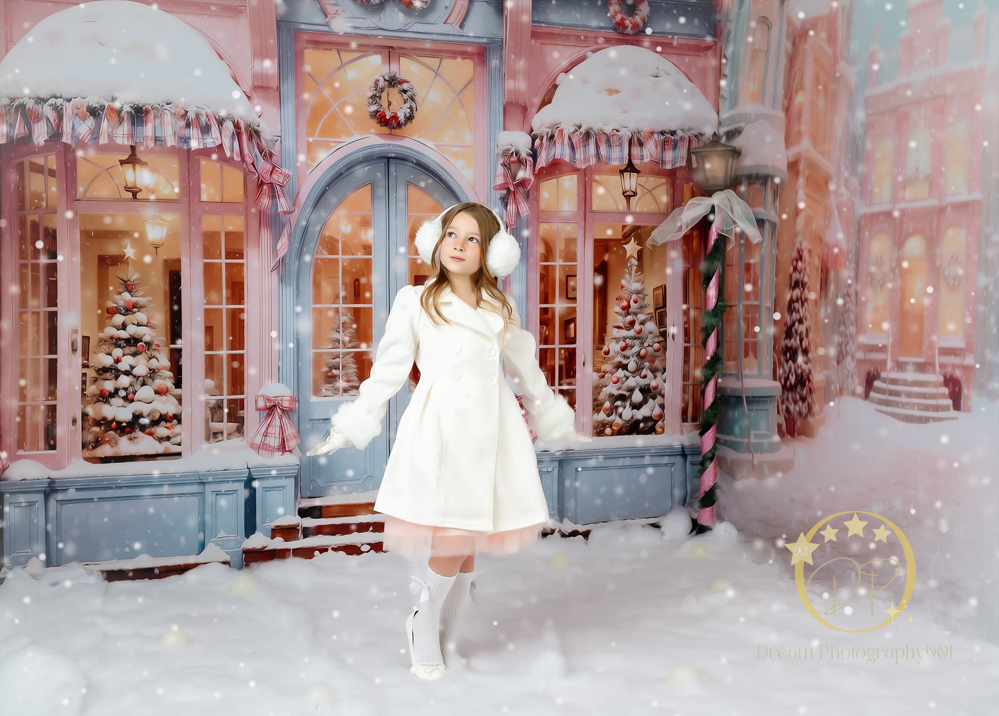 Kate Weihnachten Snowy Pink Street Store Zimmer Set (8ftx8ft&10ftx8ft&8ftx10ft) - Kate Backdrop.de