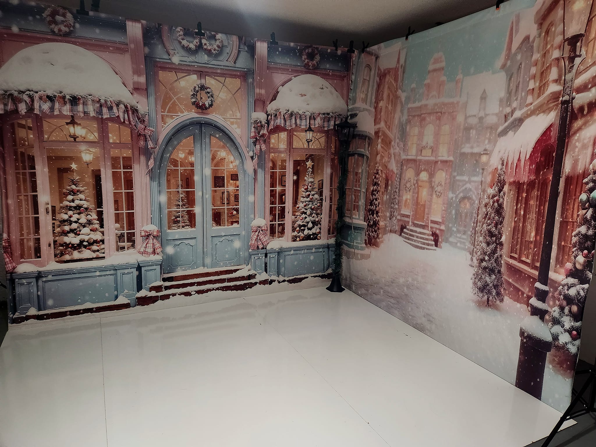 Kate Weihnachten Snowy Pink Street Store Zimmer Set (8ftx8ft&10ftx8ft&8ftx10ft) - Kate Backdrop.de