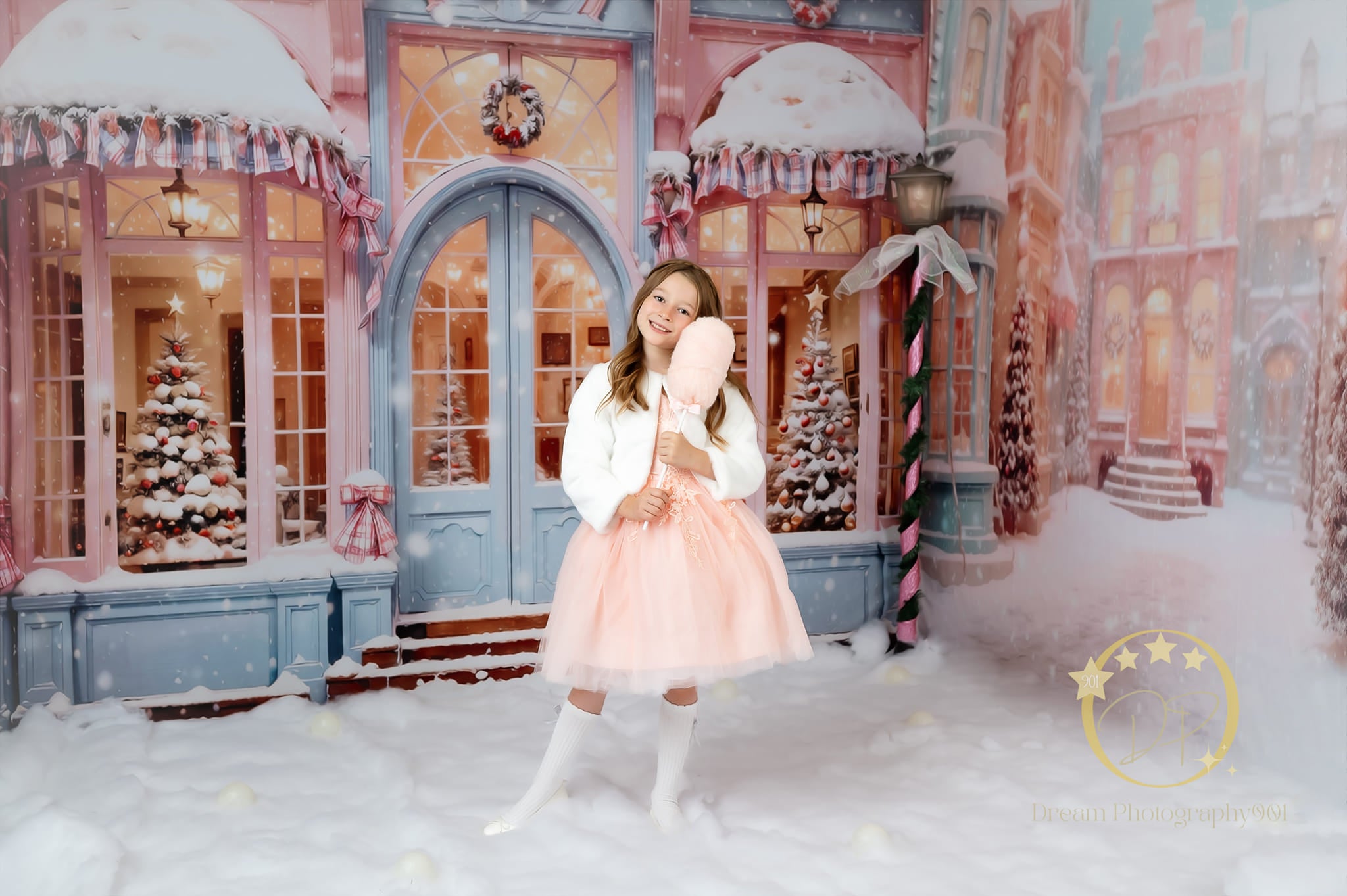 Kate Weihnachten Snowy Pink Street Store Zimmer Set (8ftx8ft&10ftx8ft&8ftx10ft) - Kate Backdrop.de