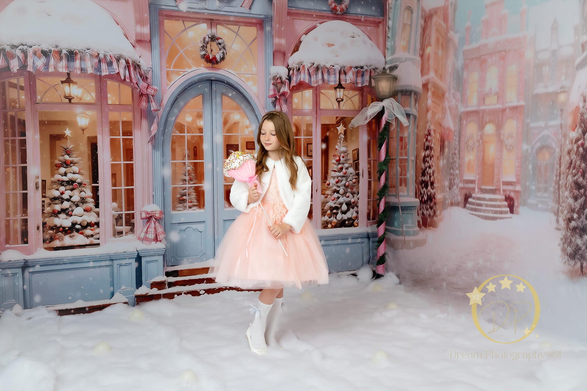 Kate Weihnachten Snowy Pink Street Store Zimmer Set (8ftx8ft&10ftx8ft&8ftx10ft) - Kate Backdrop.de