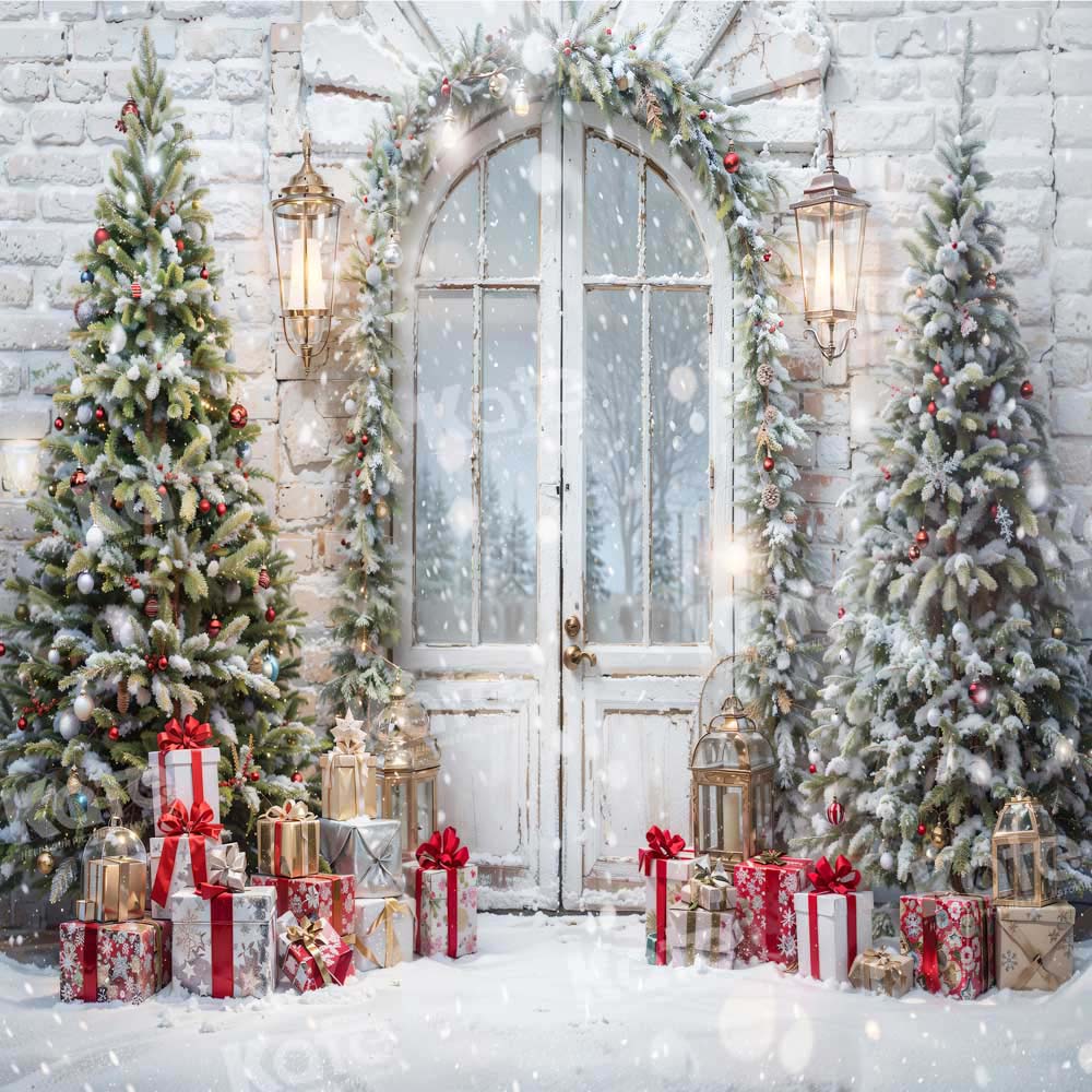 Kate Weihnachten Schnee Baum Tür Hintergrund von Emetselch