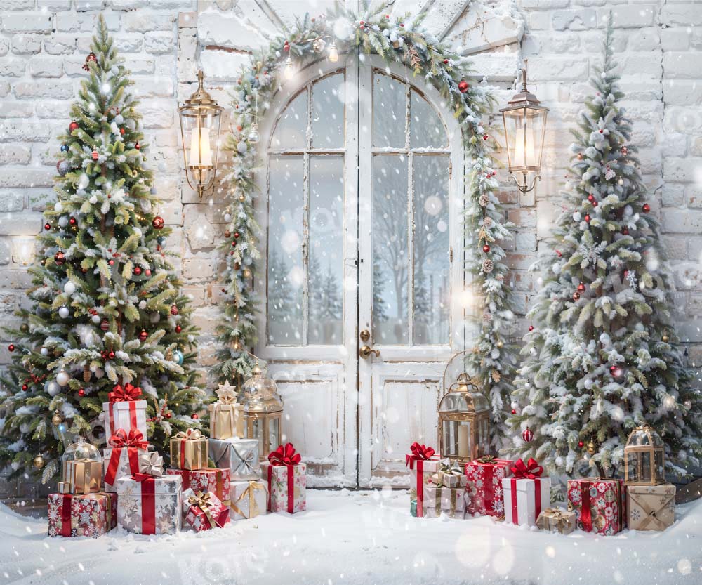 Kate Weihnachten Schnee Baum Tür Hintergrund von Emetselch