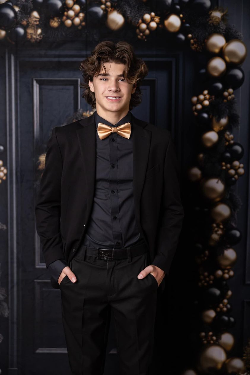 Kate Elegante Schwarz und Gold Weihnachten Haustür Hintergrund von Mandy Ringe Fotograf - Kate Backdrop.de