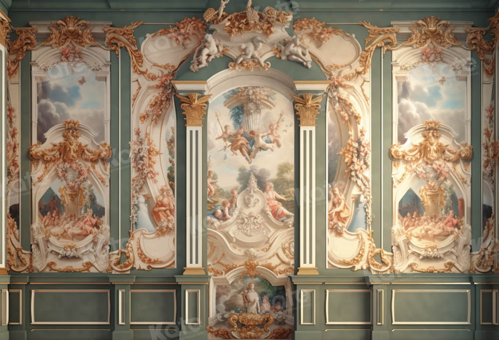 Kate Romantische Retro Wand Grüner Hintergrund von Chain Photography - Kate Backdrop.de