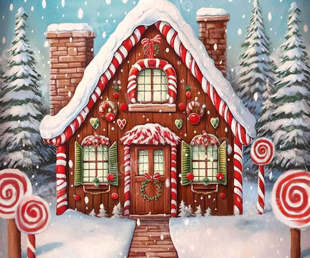 Kate Schnee Weihnachten Haus Hintergrund Winter von GQ - Kate Backdrop.de