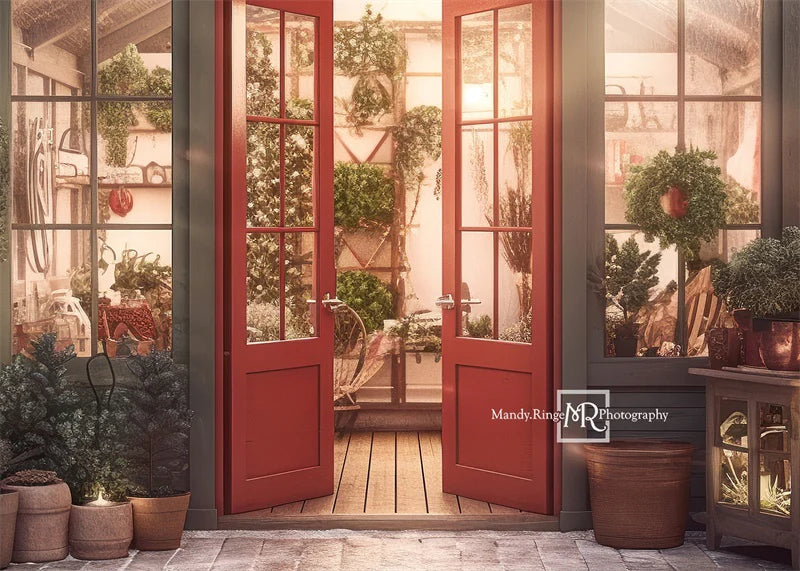 Kate Weihnachten Urlaub Gewächshaus Rot Hintergrund von Mandy Ringe Fotograf - Kate Backdrop.de