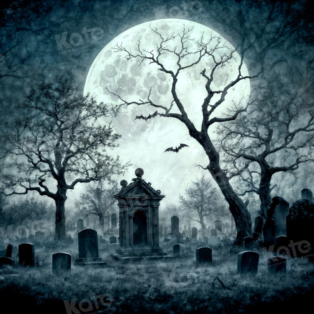 Kate Halloween-Friedhof-Mond-Nacht-Hintergrund für Fotografie - Kate Backdrop.de