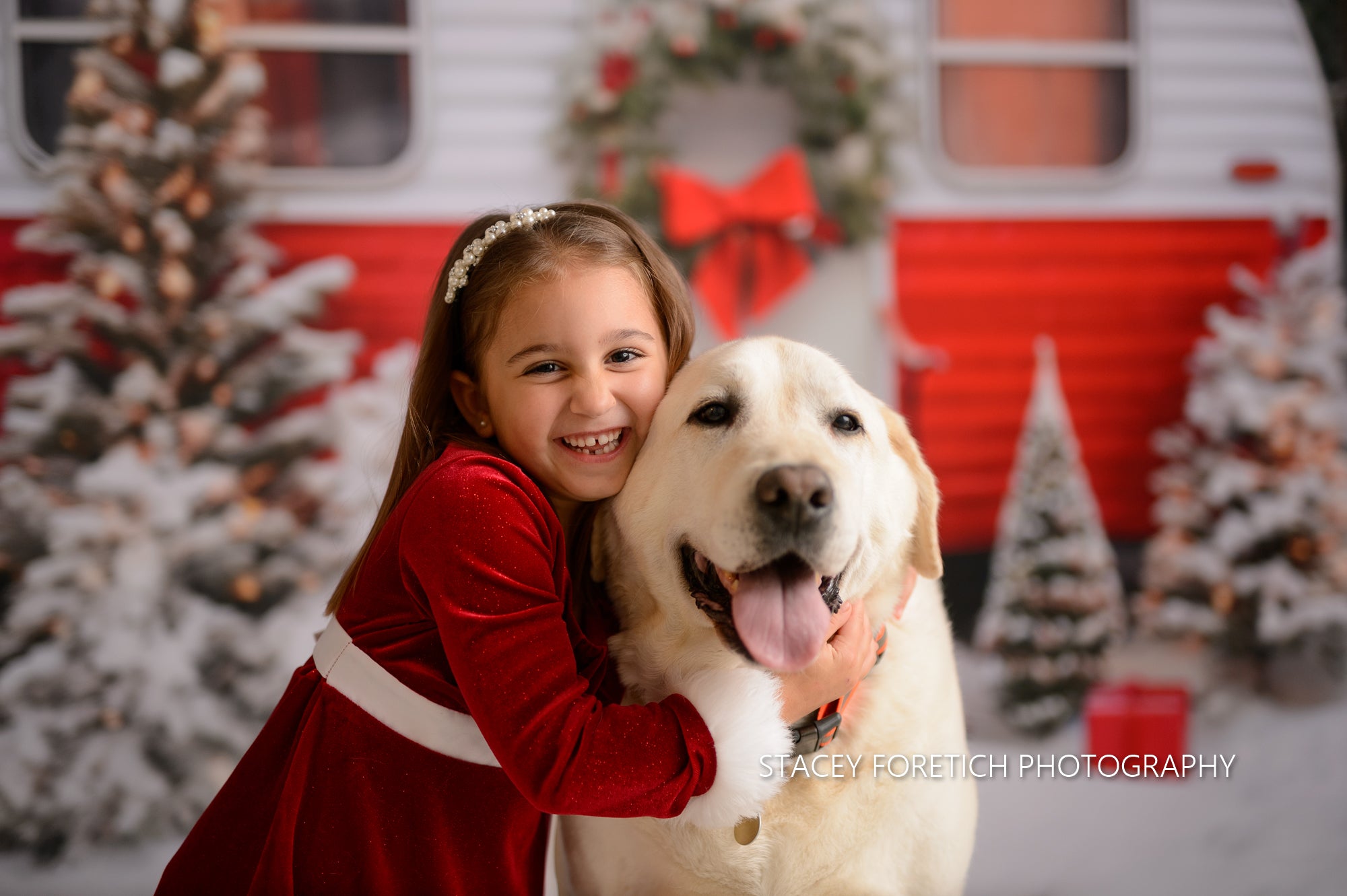 Kate Weihnachten Rot Camping Auto mit Schnee Baum Hintergrund für Fotografie - Kate Backdrop.de