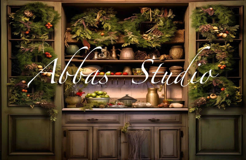 Kate Weihnachtsgrüner Küchenhintergrund von Abbas Studio - Kate Backdrop.de