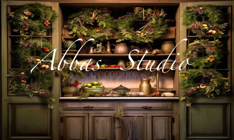 Kate Weihnachtsgrüner Küchenhintergrund von Abbas Studio - Kate Backdrop.de