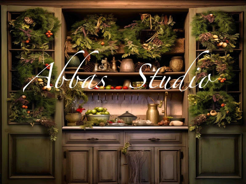 Kate Weihnachtsgrüner Küchenhintergrund von Abbas Studio - Kate Backdrop.de