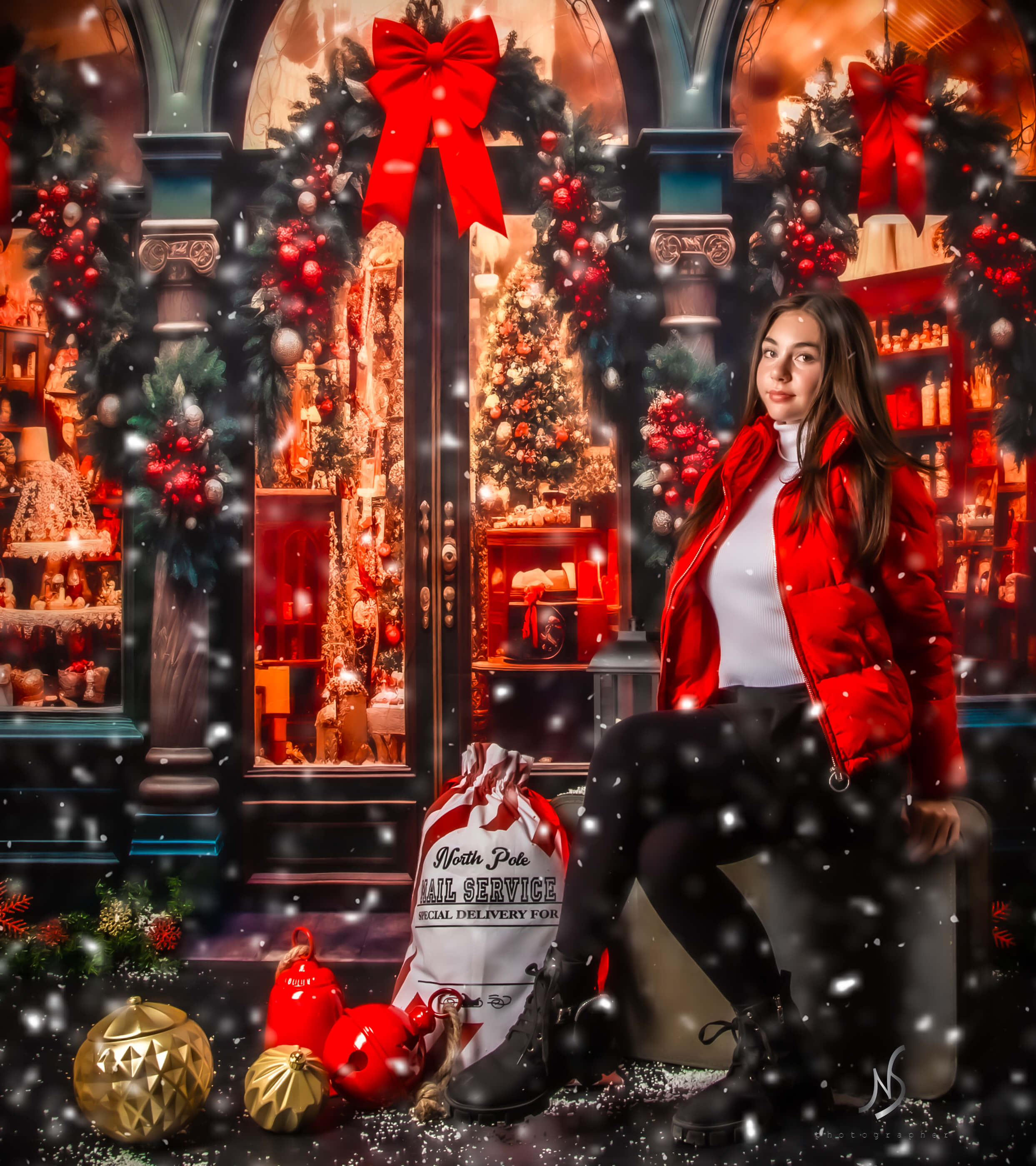 Kate Weihnachten Laden Sie Old Street Hintergrund für Fotografie - Kate Backdrop.de