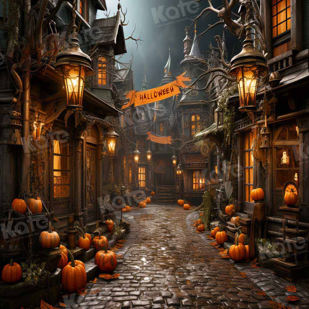 Kate Halloween Straße Kürbis Hintergrund von Emetselch - Kate Backdrop.de