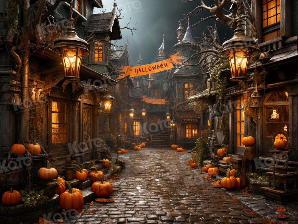 Kate Halloween Straße Kürbis Hintergrund von Emetselch - Kate Backdrop.de
