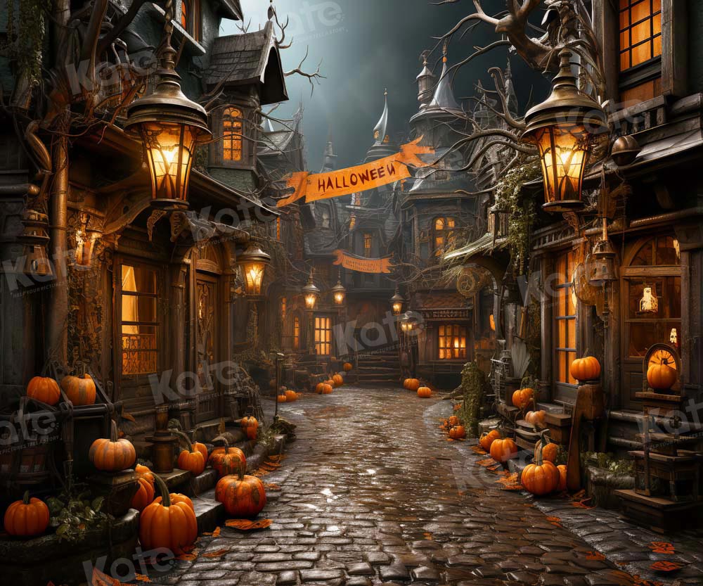 Kate Halloween Straße Kürbis Hintergrund von Emetselch - Kate Backdrop.de