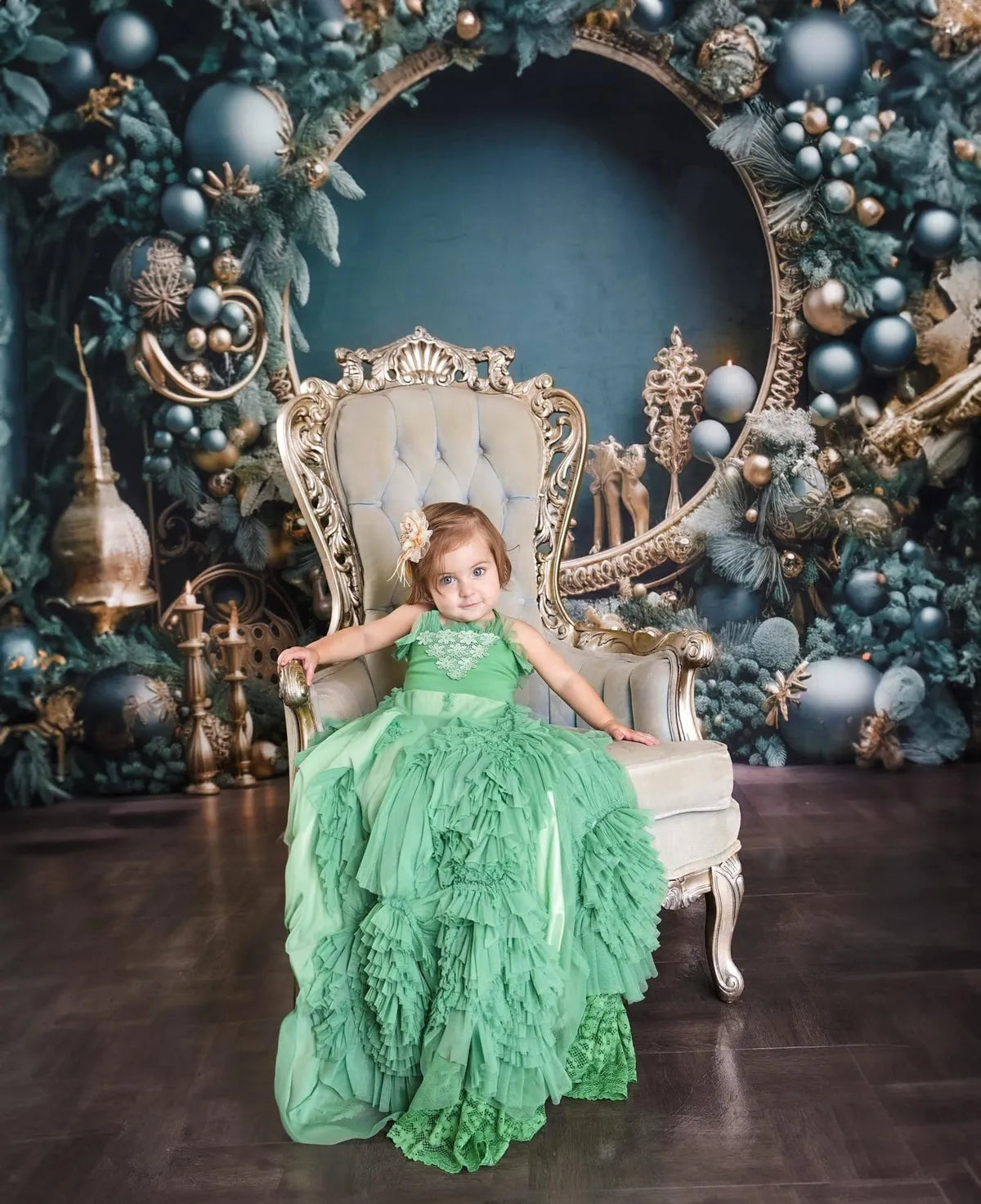 Kate Weihnachten Vintage Grüne Wand Kranz Fleece Hintergrund Entworfen von Emetselch - Kate Backdrop.de