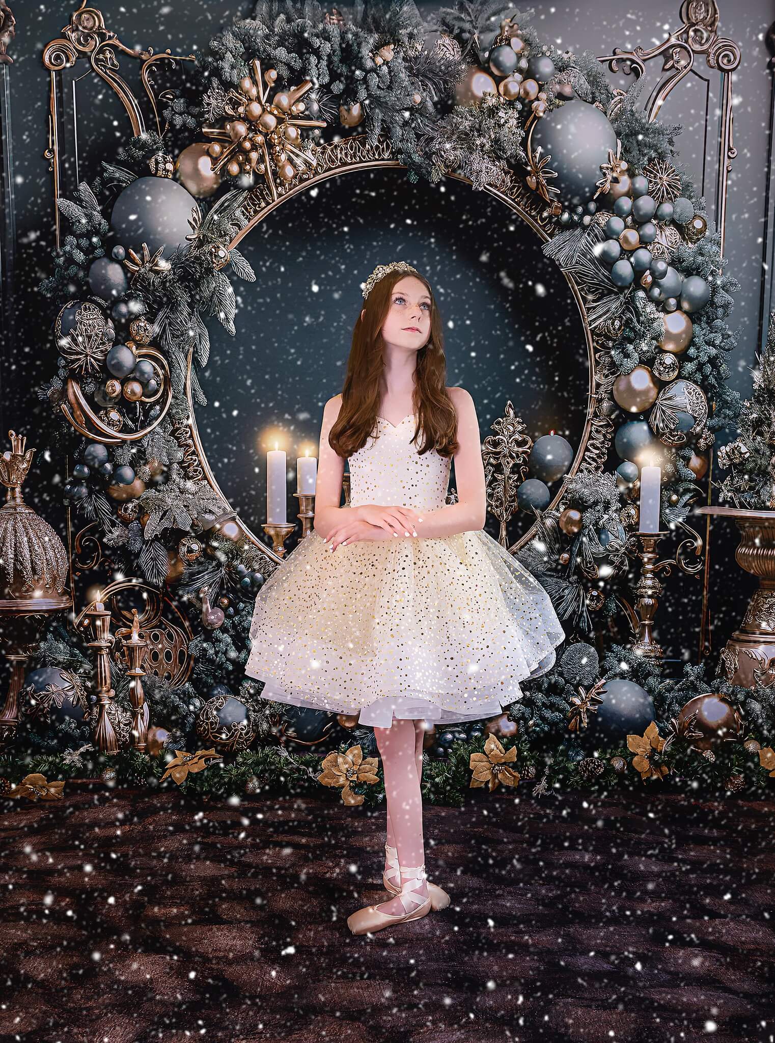 Kate Weihnachten Vintage Grüne Wand Kranz Fleece Hintergrund Entworfen von Emetselch - Kate Backdrop.de