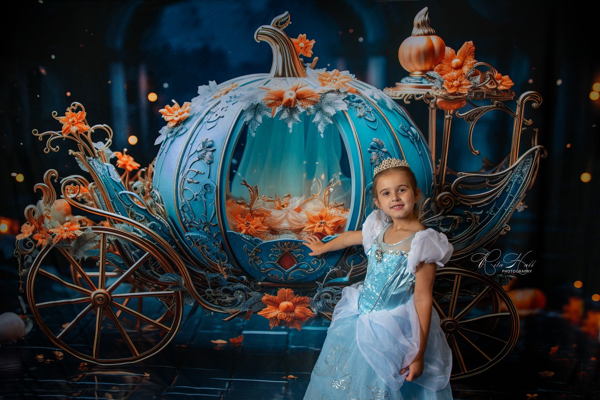 Kate Blauer Kürbis Auto in der Nacht Hintergrund von Chain Photography - Kate Backdrop.de