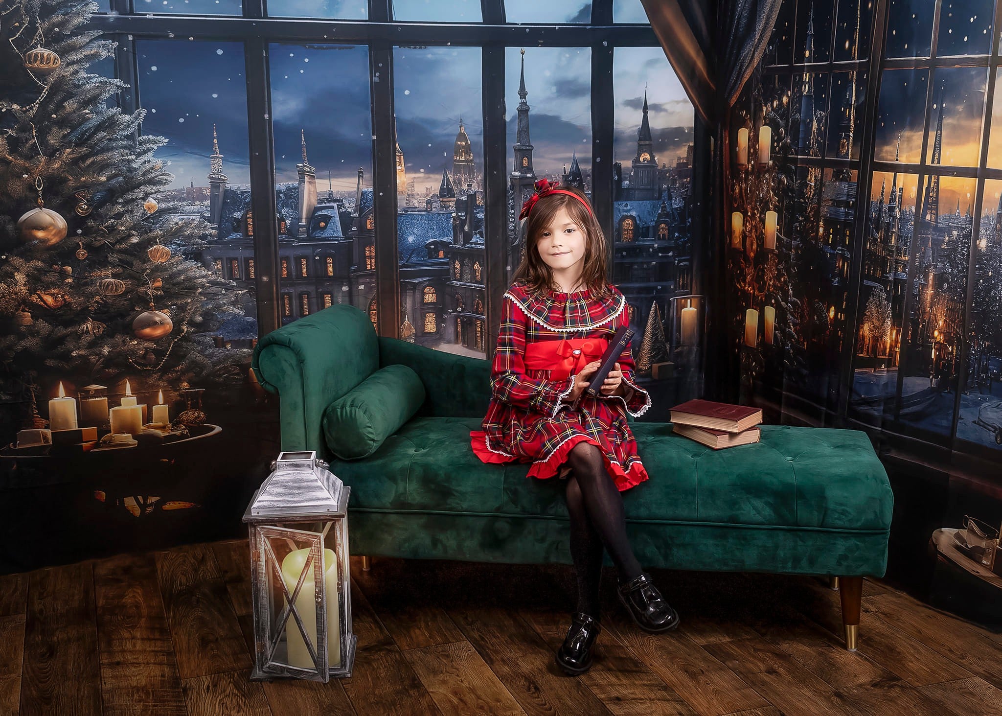 Kate Weihnachten Snowy Town Outwindow in Night Candle Zimmer Set (8ftx8ft&10ftx8ft&8ftx10ft) - Kate Backdrop.de