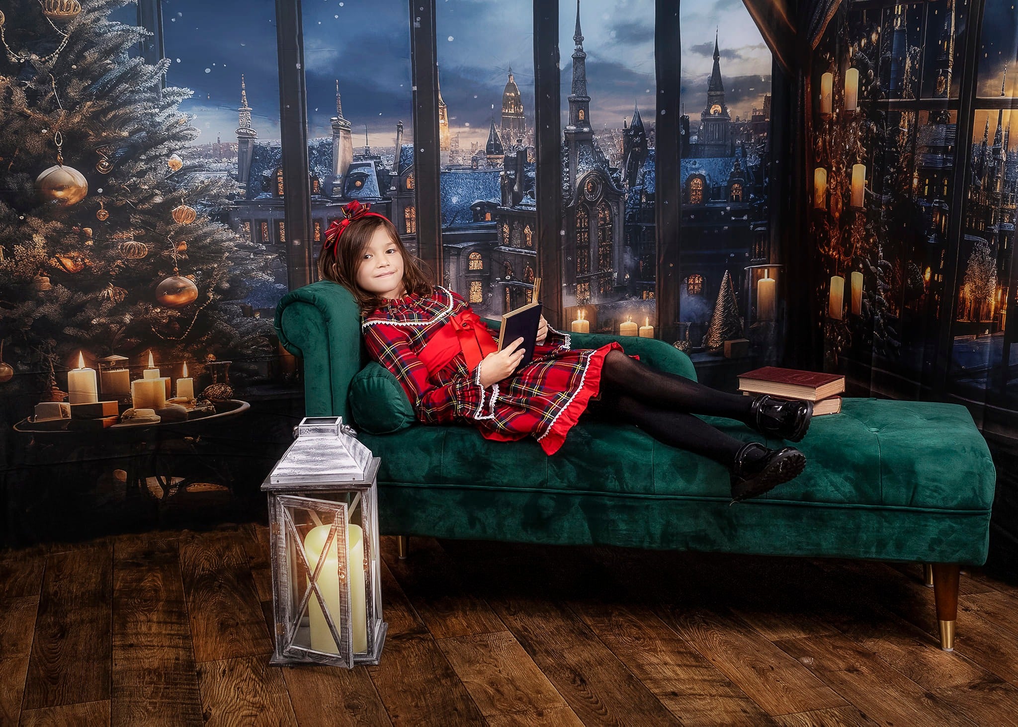 Kate Weihnachten Snowy Town Outwindow in Night Candle Zimmer Set (8ftx8ft&10ftx8ft&8ftx10ft) - Kate Backdrop.de