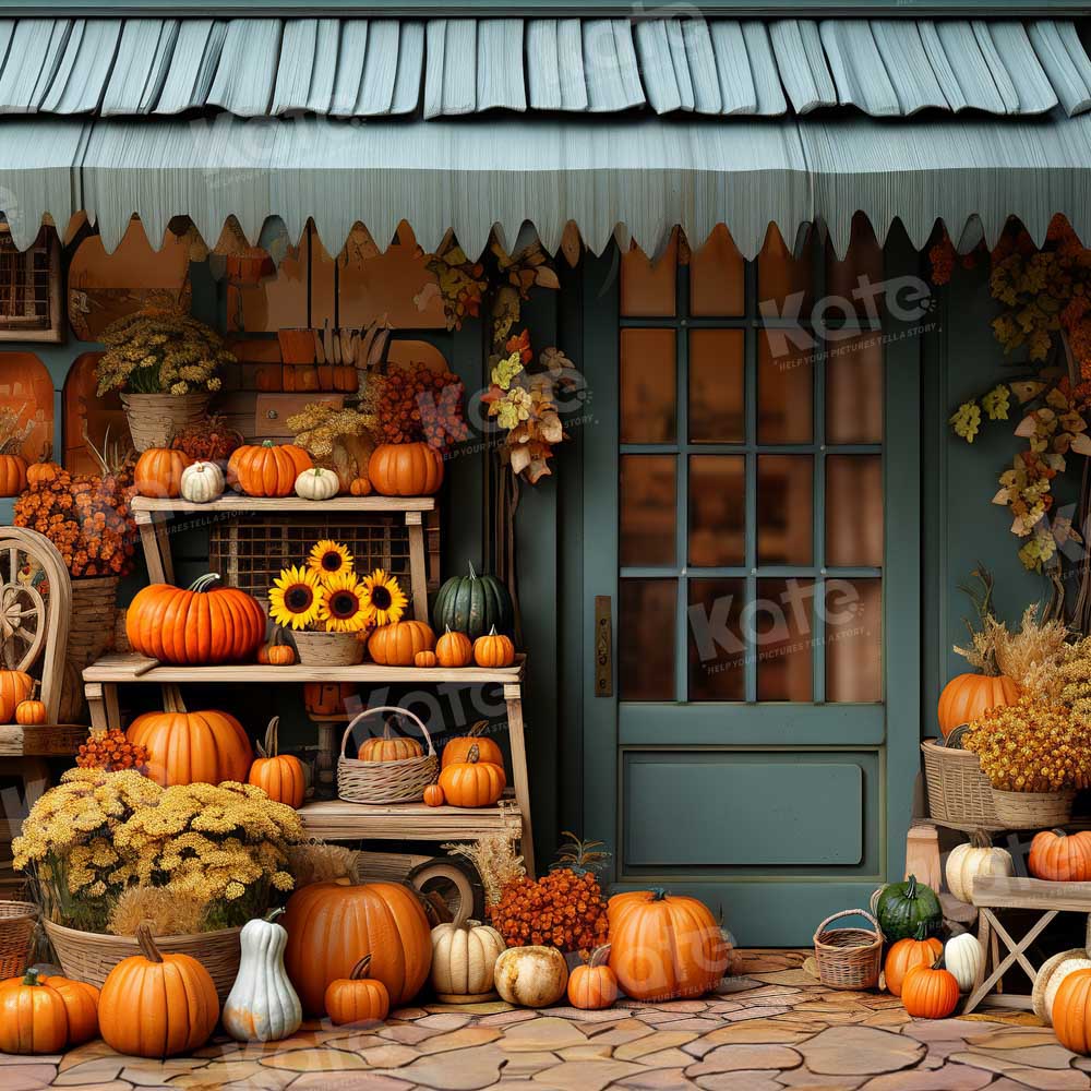 Kate Herbst Kürbis Store Blau Hintergrund von Emetselch - Kate Backdrop.de