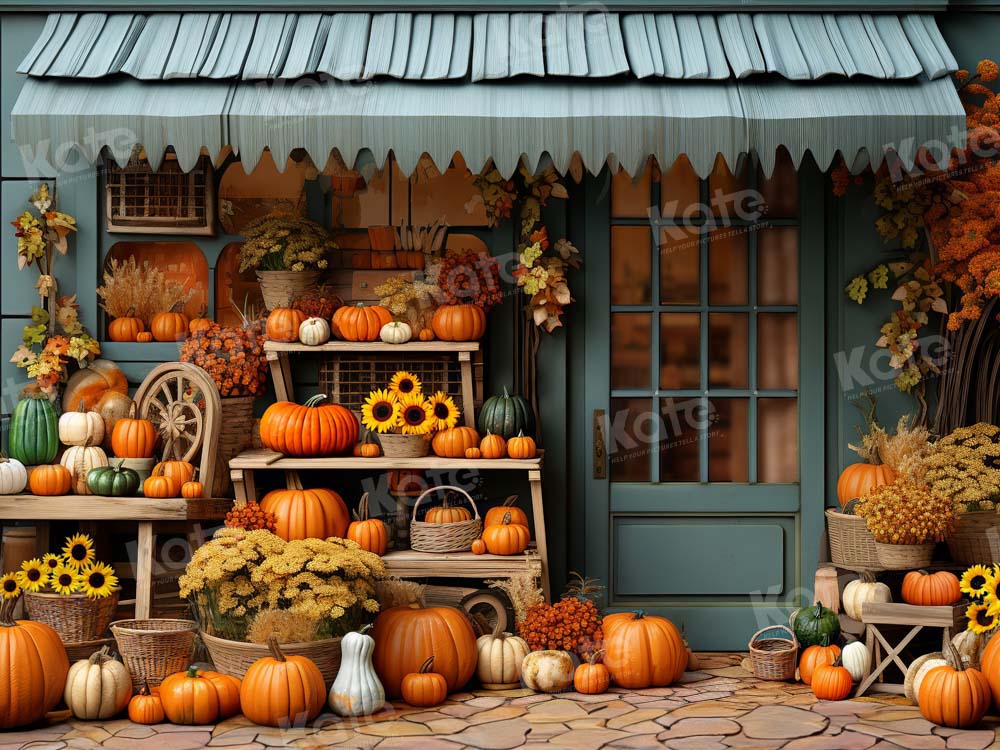 Kate Herbst Kürbis Store Blau Hintergrund von Emetselch - Kate Backdrop.de