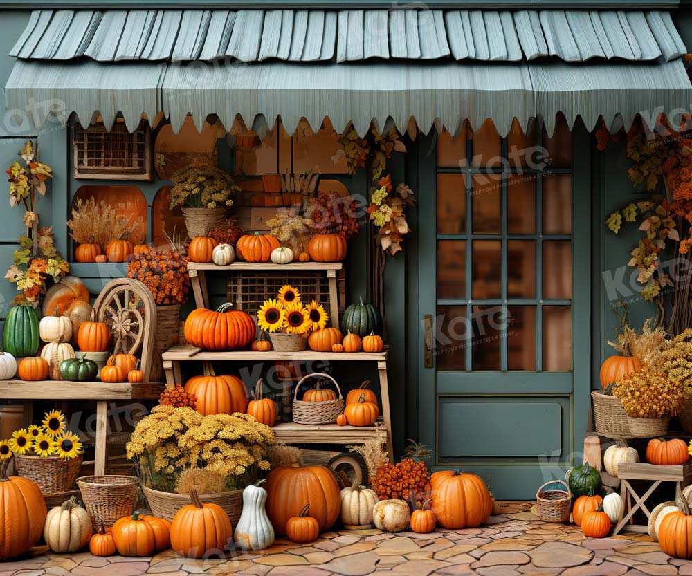Kate Herbst Kürbis Store Blau Hintergrund von Emetselch - Kate Backdrop.de
