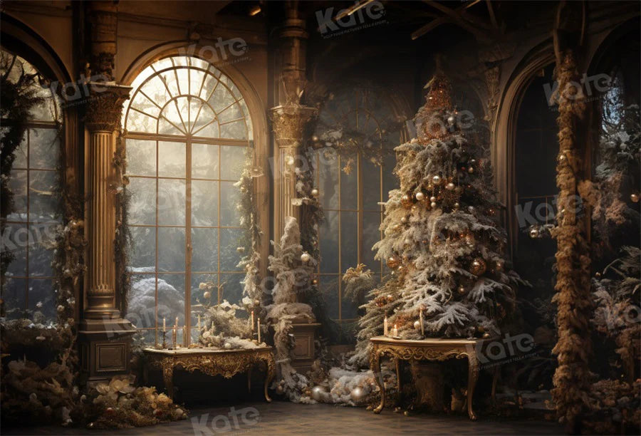 Kate Vintage Weihnachtsbaum Fenster Hintergrund für die Fotografie - Kate Backdrop.de