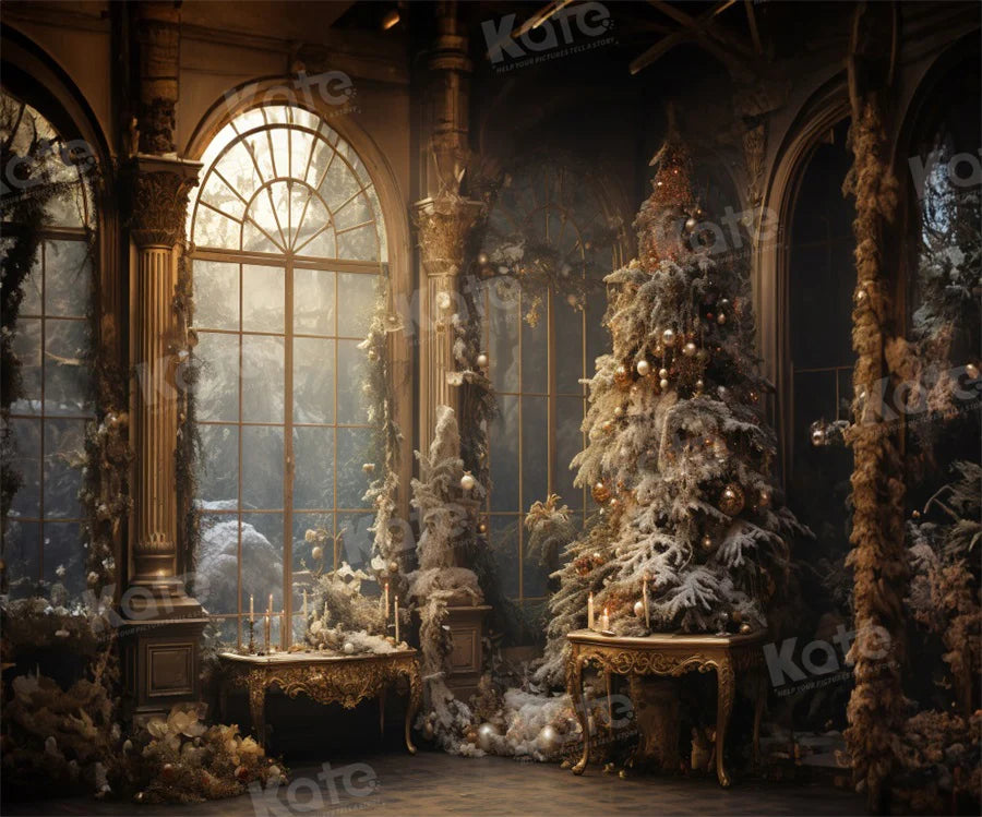 Kate Vintage Weihnachtsbaum Fenster Hintergrund für die Fotografie - Kate Backdrop.de