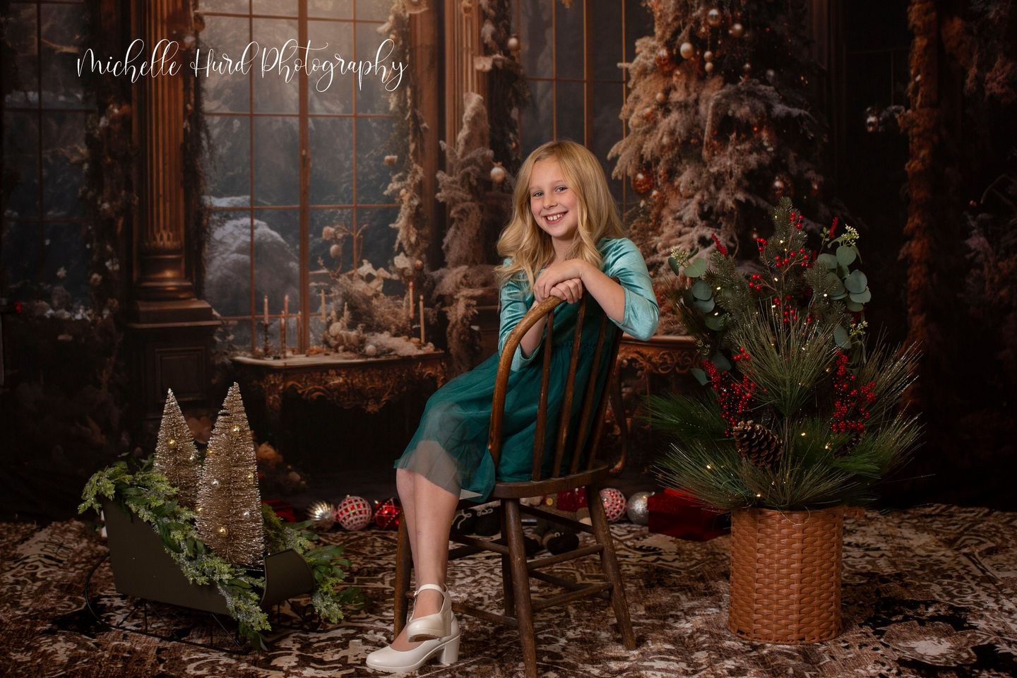 Kate Vintage Weihnachtsbaum Fenster Hintergrund für die Fotografie - Kate Backdrop.de