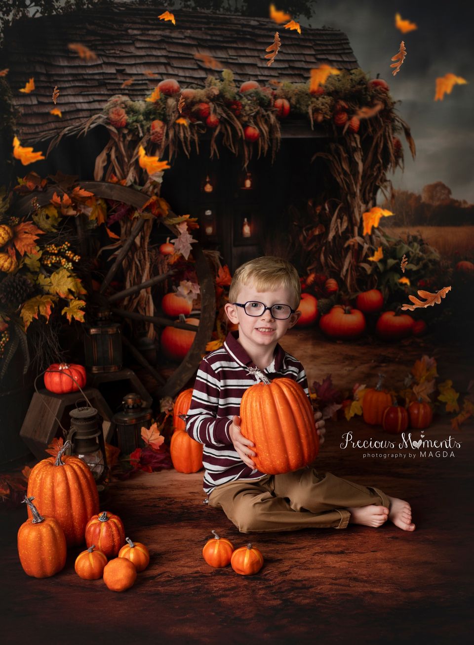 Kate Herbst Feld Kürbis Altes Haus Hintergrund+Soil Floor Hintergrund - Kate Backdrop.de