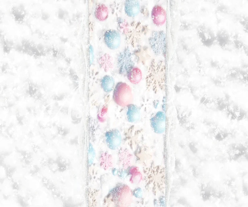 Kate Winter Weihnachten Schnee Fantasie Rosa Schneeflocke Pfad Boden Hintergrund von Ashley Paul - Kate Backdrop.de