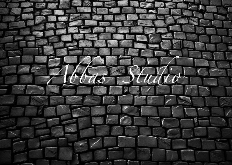 Kate Schwarzer Kopfsteinpflasterboden Hintergrund von Abbas Studio - Kate Backdrop.de