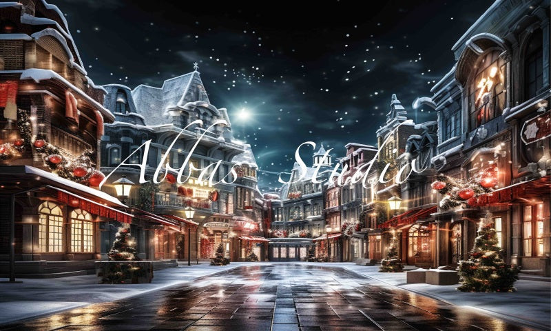 Kate Weihnachten Nacht Stadt Straße Hintergrund von Abbas Studio - Kate Backdrop.de