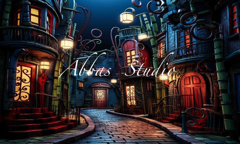 Kate Weihnachten Nacht Stadt Straße Hintergrund von Abbas Studio - Kate Backdrop.de
