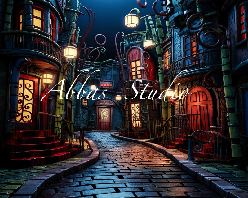 Kate Weihnachten Nacht Stadt Straße Hintergrund von Abbas Studio - Kate Backdrop.de