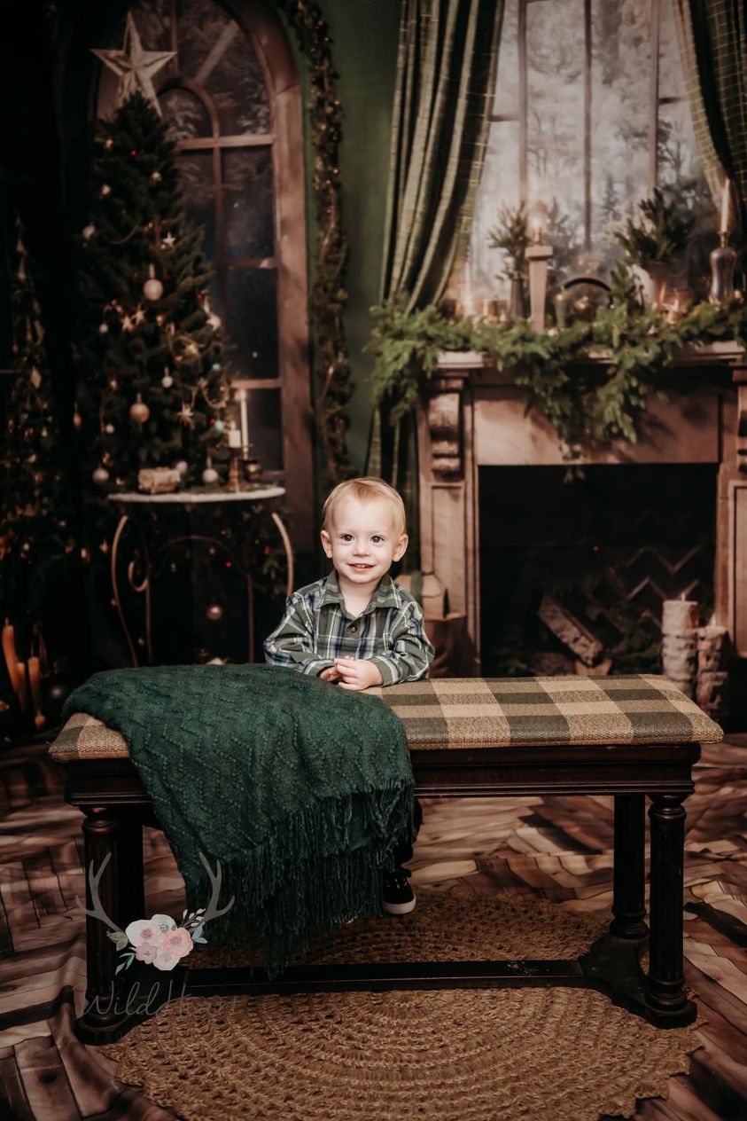 Kate Weihnachtskamin Fenster Grünes Zimmer Set (8ftx8ft&10ftx8ft&8ftx10ft) - Kate Backdrop.de