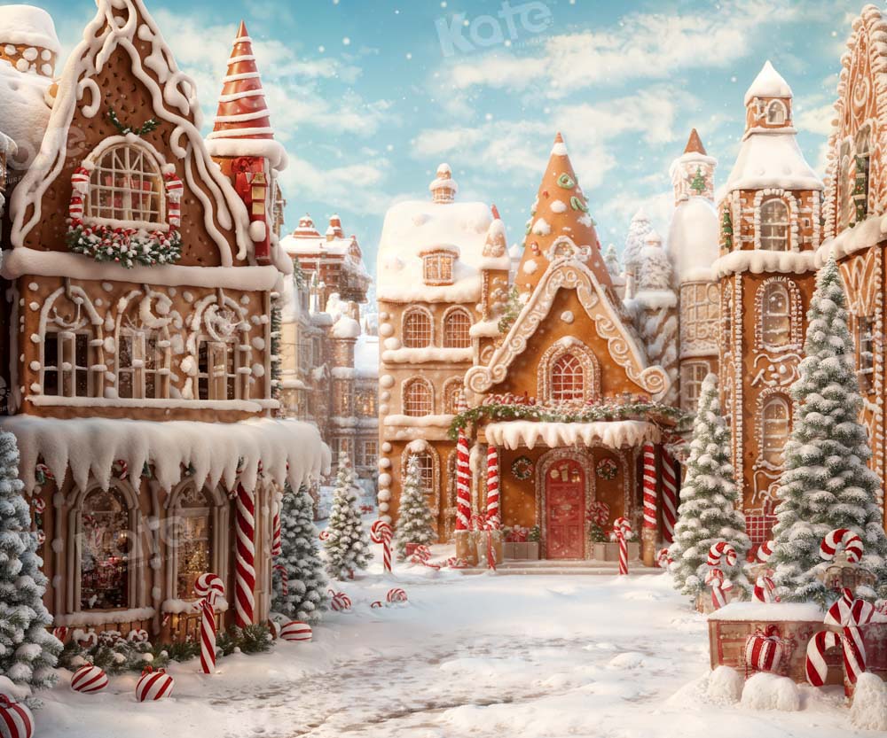 Kate Winter Weihnachten Lebkuchen Süßigkeiten Stadt Hintergrund von Chain Photography - Kate Backdrop.de