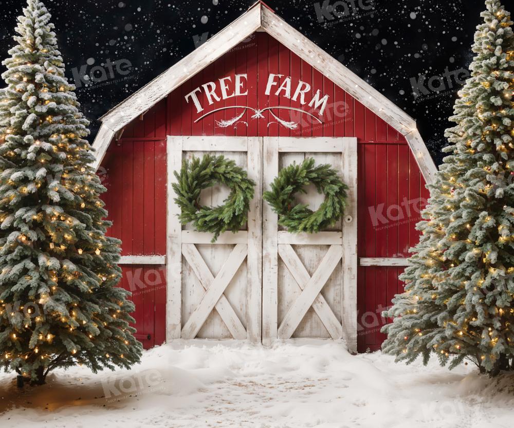 Kate Winter Weihnachten Bauernhof Rote Scheune Hintergrund von Chain Photography - Kate Backdrop.de