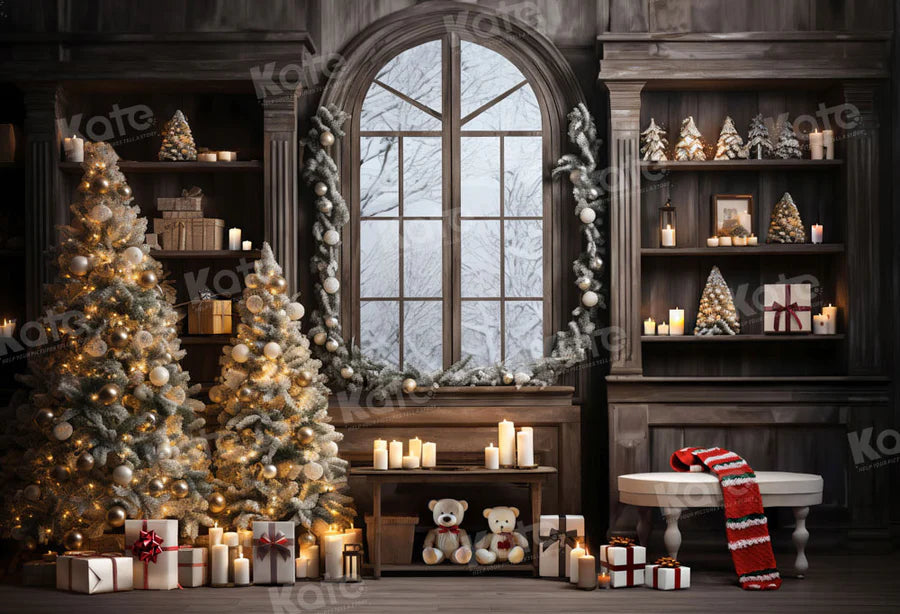 Kate Weihnachten Fenster Baum Teddybär Hintergrund von Emetselch - Kate Backdrop.de