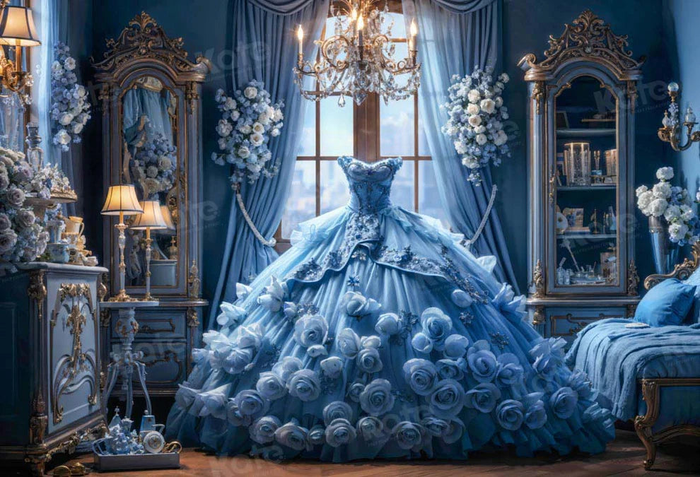 Kate Blaues Kleid Schlafzimmer Hintergrund Blume von GQ - Kate Backdrop.de