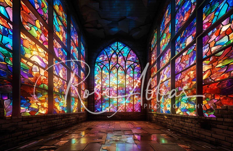 Kate Buntglas-Hintergrund im Flur von Rose Abbas - Kate Backdrop.de