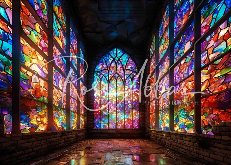 Kate Buntglas-Hintergrund im Flur von Rose Abbas - Kate Backdrop.de