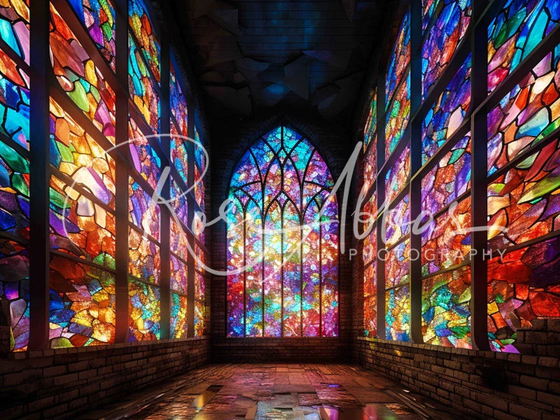 Kate Buntglas-Hintergrund im Flur von Rose Abbas - Kate Backdrop.de