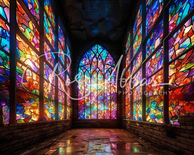 Kate Buntglas-Hintergrund im Flur von Rose Abbas - Kate Backdrop.de